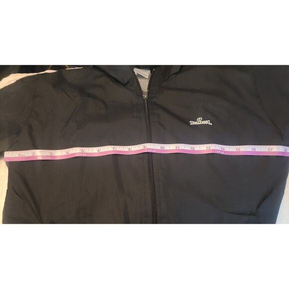 Y2K New Womens Spalding Black Windbreaker Jacket Small Water Resistant - Picture 6 of 7